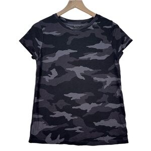 🌸3/$15🌸‎ ATHLETA Organic Black Daily Camo Crew Tee Casual Athleisure Top Small